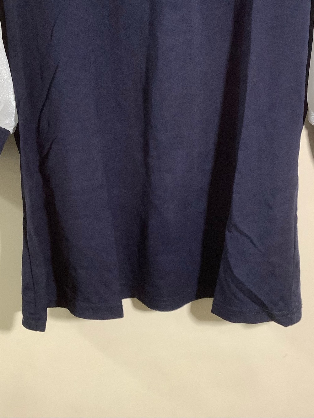 Gracia Navy Knit Top with White Sheer Lace Puff Sleeves - Picture 6 of 9